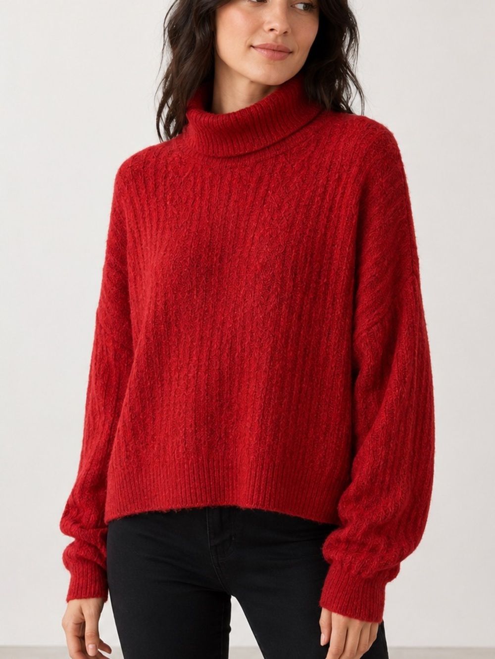 Buffalo David Bitton Red Cable Knit Turtleneck Sweater - Size S